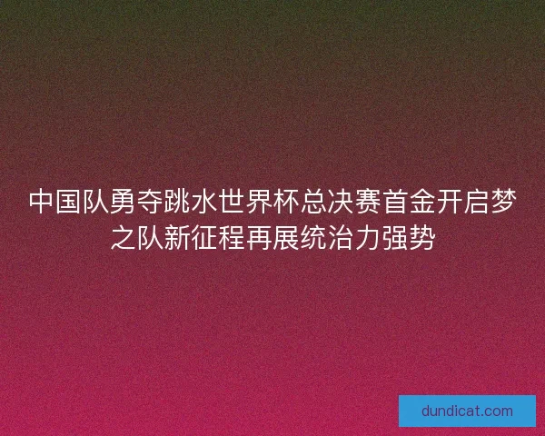 中国队勇夺跳水世界杯总决赛首金开启梦之队新征程再展统治力强势