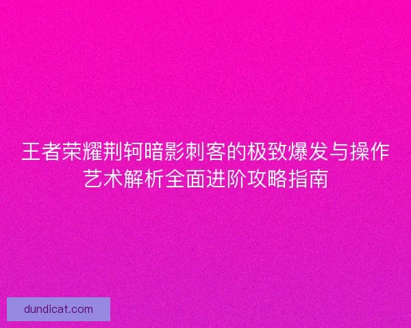 王者荣耀荆轲暗影刺客的极致爆发与操作艺术解析全面进阶攻略指南