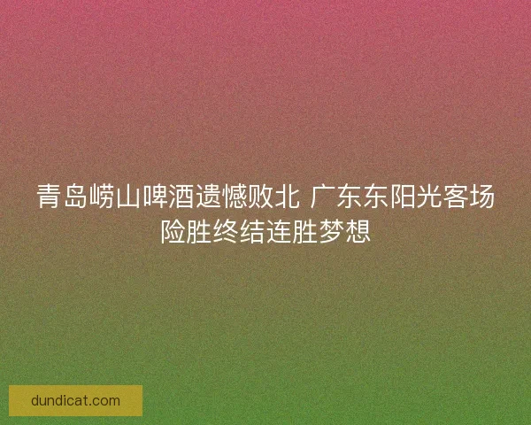 青岛崂山啤酒遗憾败北 广东东阳光客场险胜终结连胜梦想