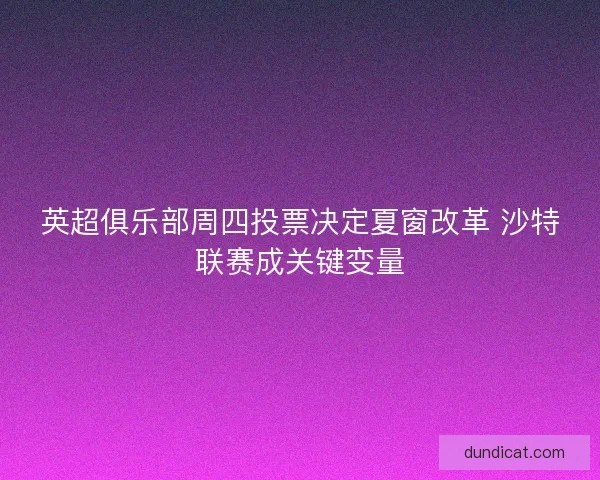 英超俱乐部周四投票决定夏窗改革 沙特联赛成关键变量